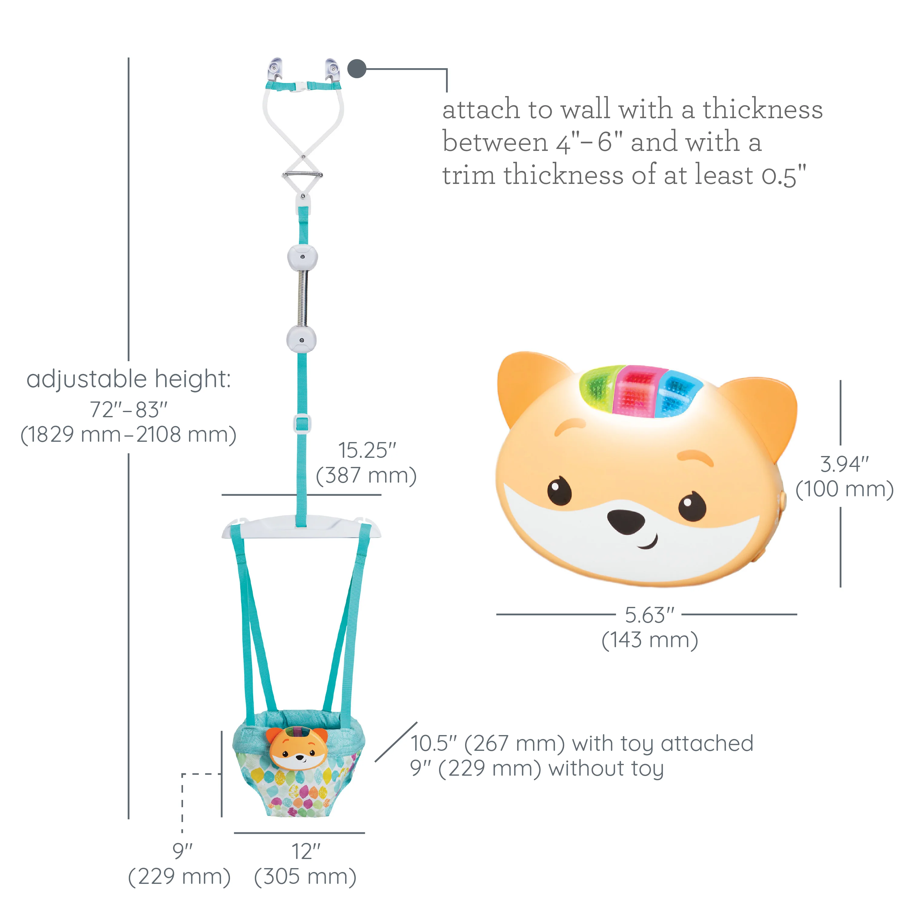 2-in-1 Music & Lights Doorway Jumper - Fox - Image 6