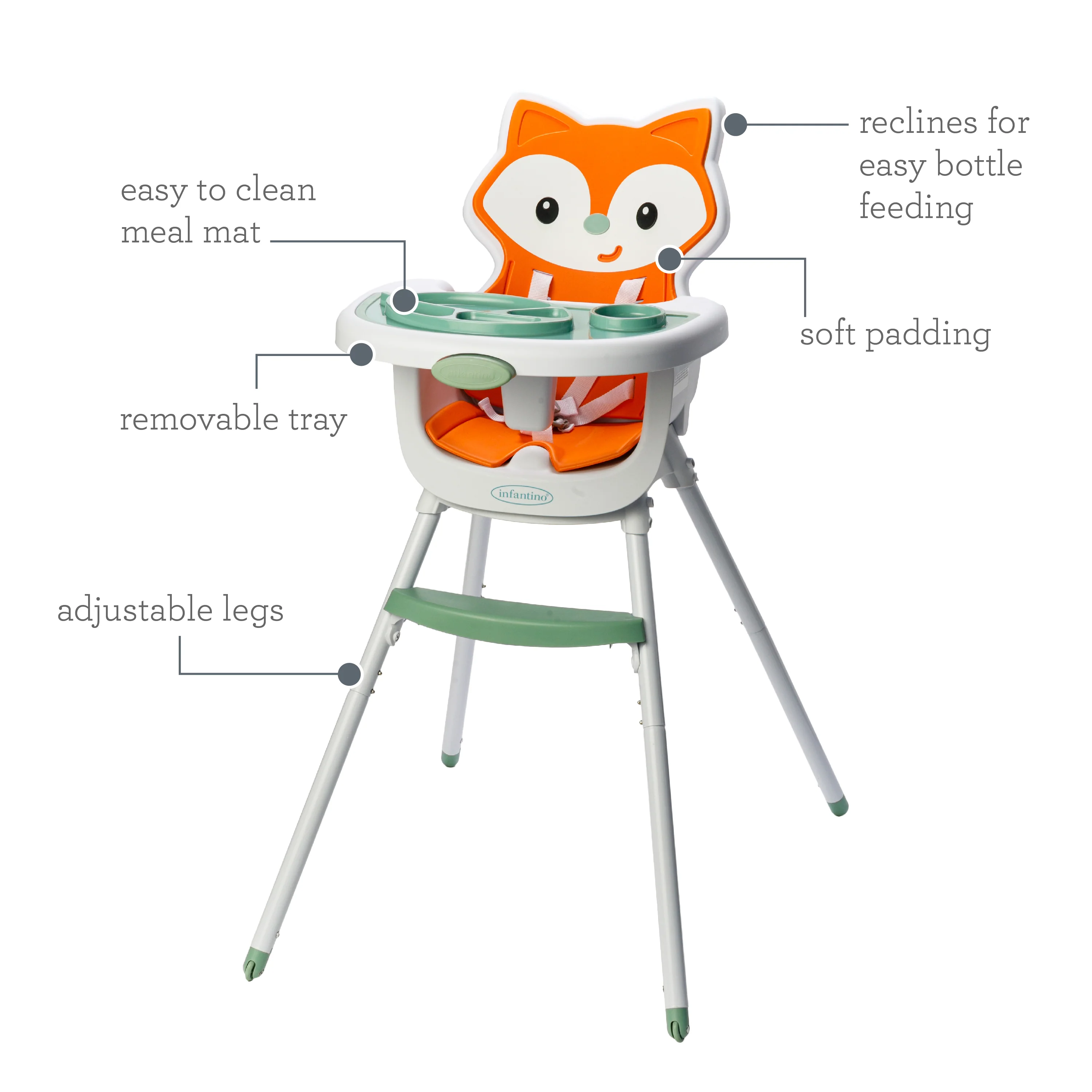 Grow-With-Me 4-in-1 Convertible High Chair - Fox - Image 4