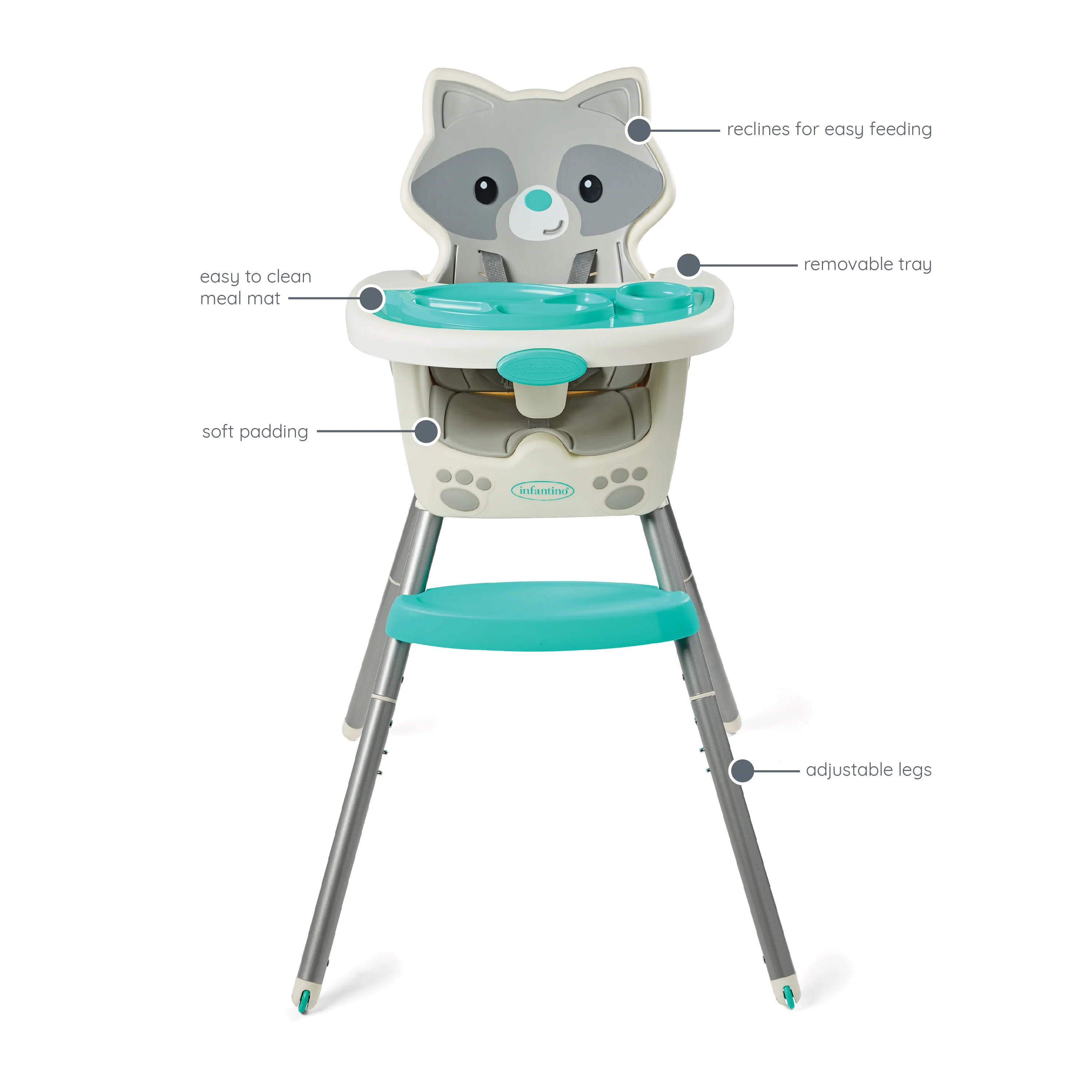 Grow-With-Me 4-in-1 Convertible High Chair - Raccoon - Image 7