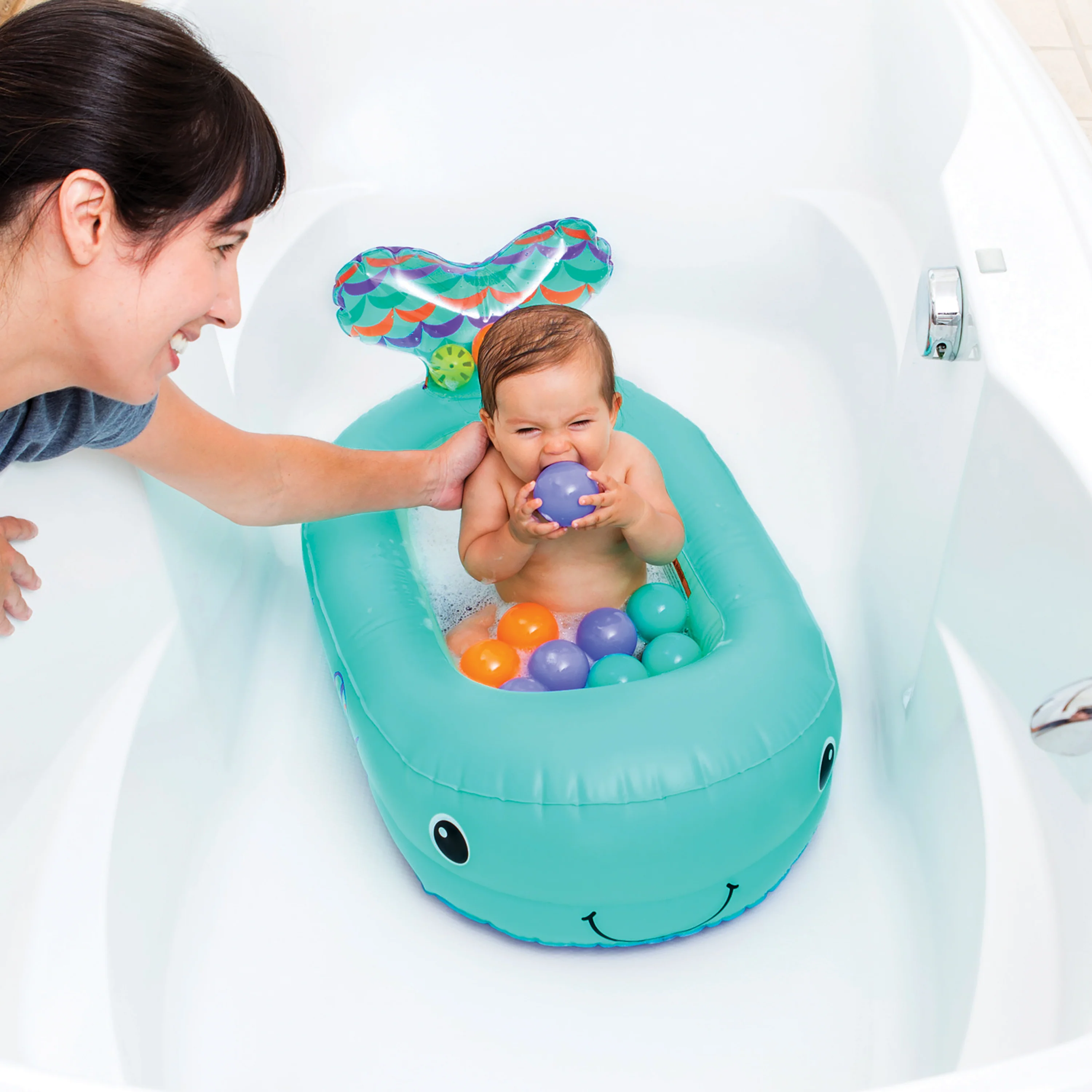 Whale Bubble Bath Inflatable Bath Tub™ Teal - Image 3